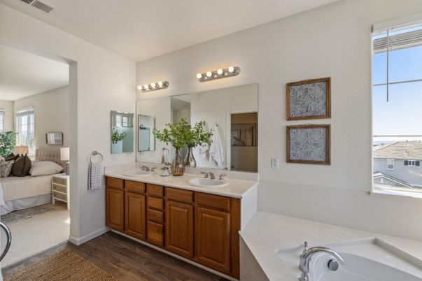 Bathroom, Dual Sink Vanities, Interior, Wood Texture Flooring