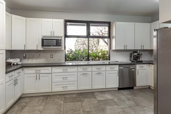 Interior, Kitchen, Marble Walls, Stainless Steel Appliances
