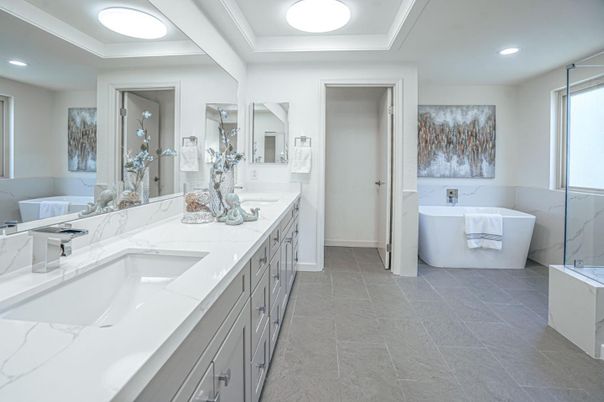 Bathroom, Dual Sink Vanities, Free Standing Baths, Interior, Recessed Lighting