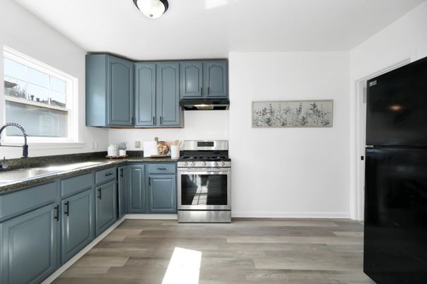 Interior, Kitchen, Stainless Steel Appliances, Wood Texture Flooring