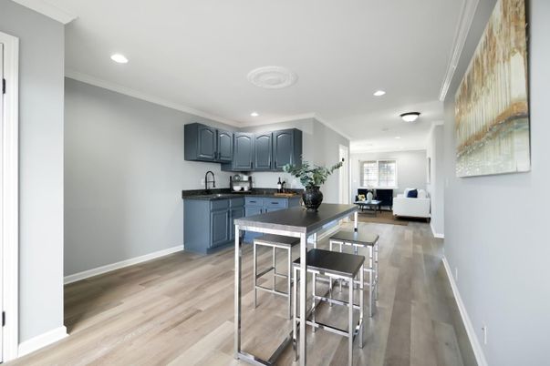 Interior, Kitchen, Recessed Lighting, Wood Texture Flooring
