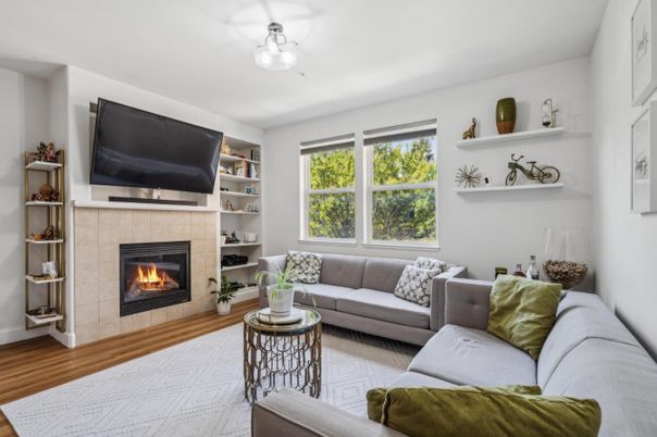 Fireplace, Interior, Living room, Wood Texture Flooring