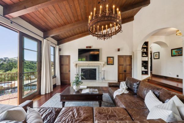 Chandelier, Fireplace, Interior, Living room, Wooden Beams, Wooden Ceilings, Wood Texture Flooring