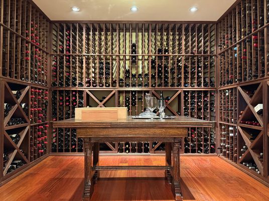Interior, Recessed Lighting, Wine Storage, Wood Texture Flooring