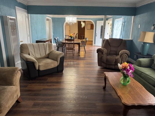 Chandelier, Dining room, Interior, Living room, Wood Texture Flooring