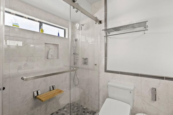 Bathroom, Glass Shower, Interior, Marble Walls
