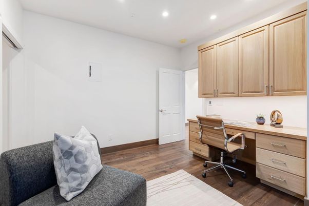 Home Office, Interior, Recessed Lighting, Wood Texture Flooring
