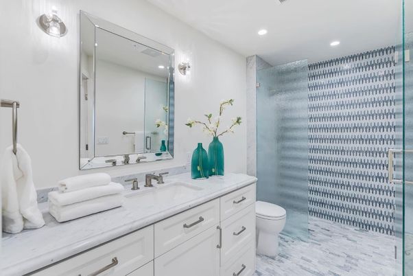 Bathroom, Interior, Marble, Recessed Lighting