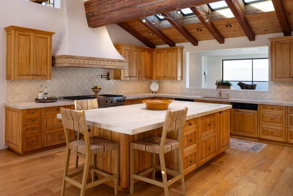 Interior, Kitchen, Recessed Lighting, Stainless Steel Appliances, Wooden Beams, Wooden Ceilings, Wood Texture Flooring