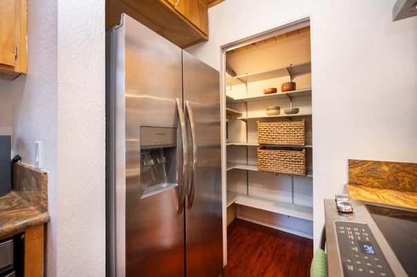 Interior, Kitchen, Stainless Steel Appliances, Wood Texture Flooring