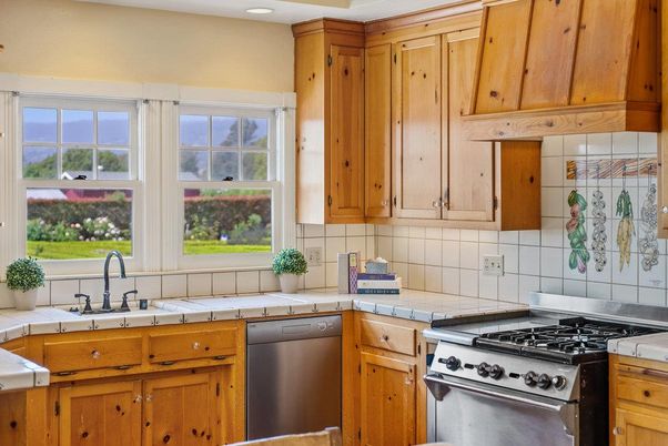 Interior, Kitchen, Recessed Lighting, Stainless Steel Appliances, Tile Countertops