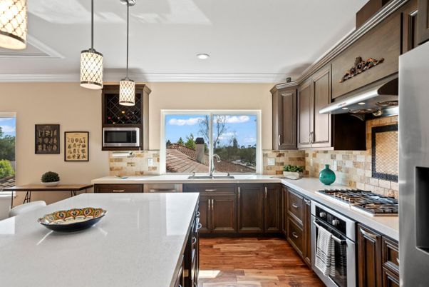 Interior, Kitchen, Pendant Lights, Recessed Lighting, Wood Texture Flooring