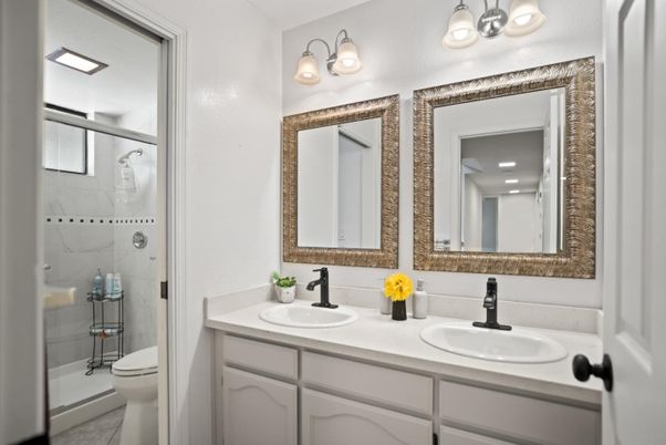Bathroom, Dual Sink Vanities, Glass Shower, Interior