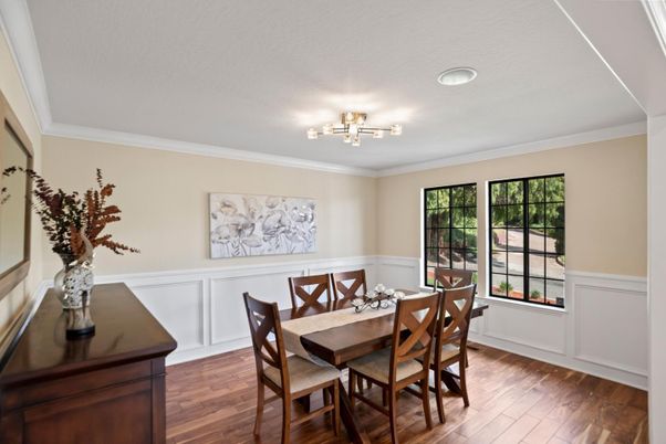 Chandelier, Dining room, Interior, Wood Texture Flooring