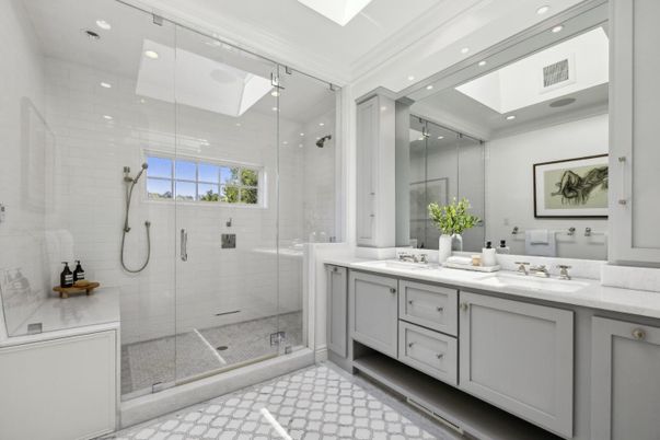 Bathroom, Dual Sink Vanities, Glass Shower, Interior, Recessed Lighting