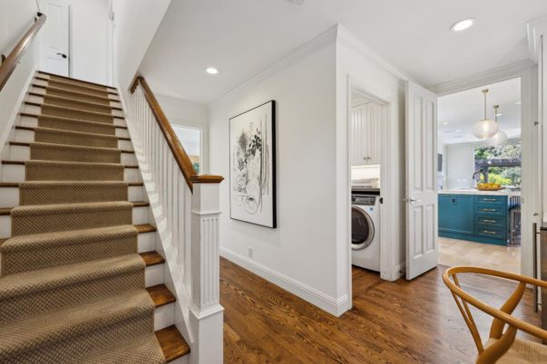 Interior, Pendant Lights, Recessed Lighting, Utility Closets, Washer, Wood Texture Flooring