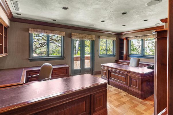 Home Office, Interior, Recessed Lighting, Wood Texture Flooring