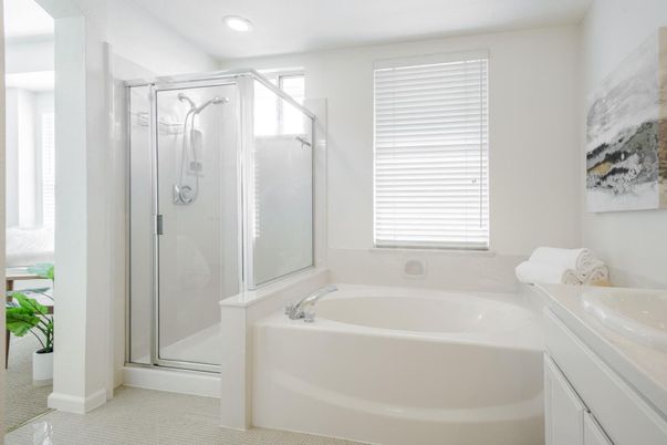 Bathroom, Glass Shower, Interior, Recessed Lighting