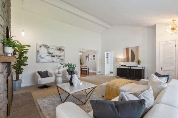 Fireplace, Interior, Living room, Pendant Lights