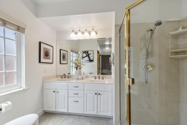 Bathroom, Dual Sink Vanities, Glass Shower, Interior