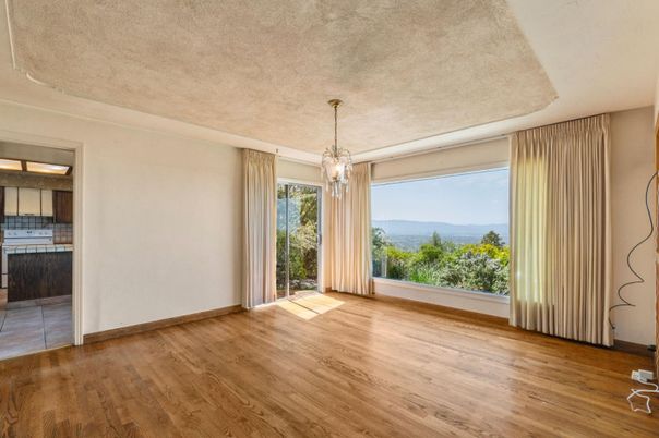 Empty room, Interior, Pendant Lights, Wood Texture Flooring