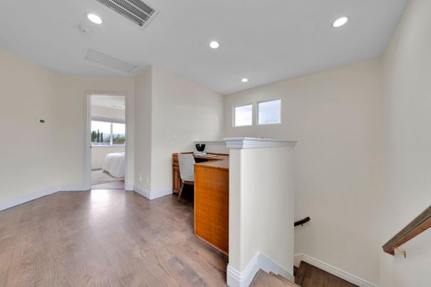 Home Office, Interior, Recessed Lighting, Wood Texture Flooring