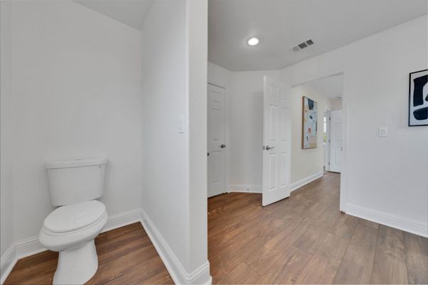 Bathroom, Interior, Recessed Lighting, Wood Texture Flooring