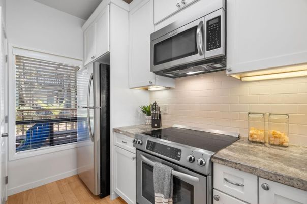 Interior, Kitchen, Stainless Steel Appliances, Wood Texture Flooring