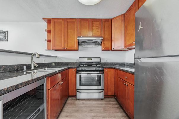 Interior, Kitchen, Stainless Steel Appliances, Wood Texture Flooring
