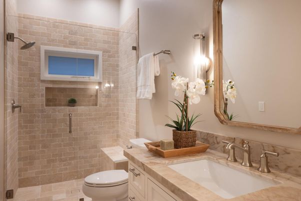 Bathroom, Interior, Stone Walls, Tile Countertops