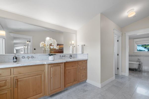Bathroom, Dual Sink Vanities, Free Standing Baths, Interior, Marble