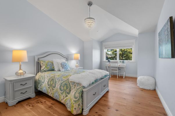 Bedroom, Chandelier, Interior, Wood Texture Flooring