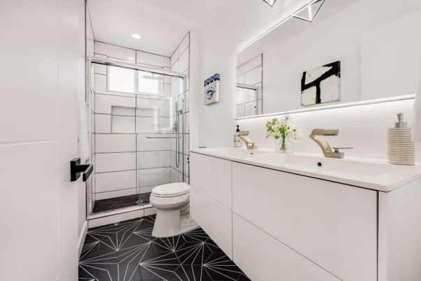 Bathroom, Glass Shower, Interior, Recessed Lighting