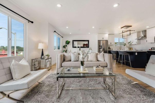 Interior, Kitchen, Living room, Pendant Lights, Recessed Lighting, Stainless Steel Appliances, Wood Texture Flooring