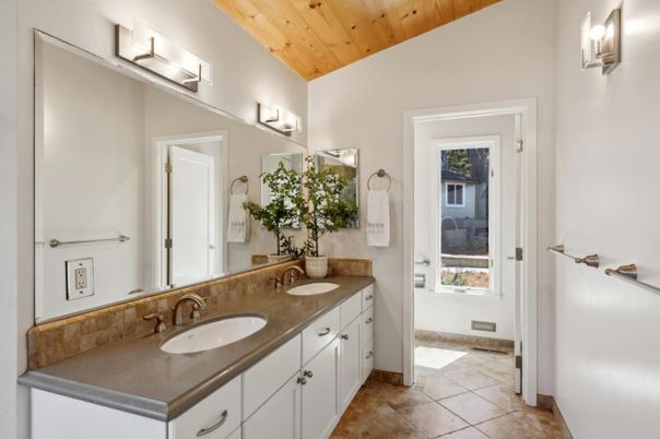 Bathroom, Dual Sink Vanities, Interior, Wooden Ceilings