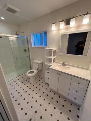 Bathroom, Dual Sink Vanities, Glass Shower, Interior, Recessed Lighting