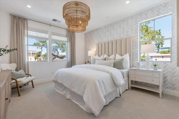 Bedroom, Chandelier, Interior, Recessed Lighting