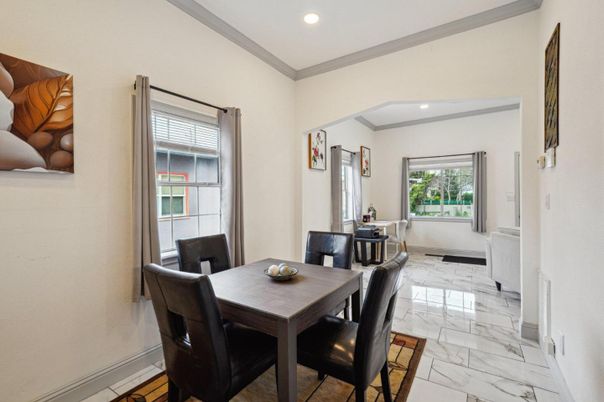 Dining room, Interior, Marble, Recessed Lighting