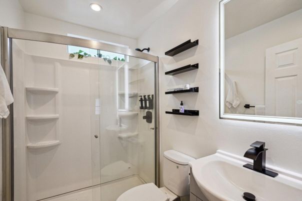 Bathroom, Glass Shower, Interior, Recessed Lighting