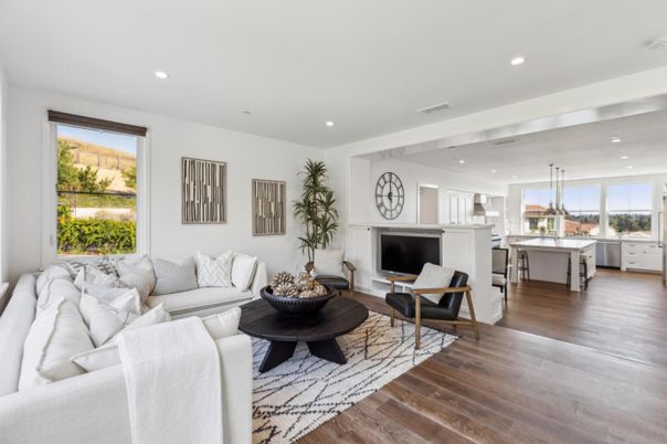 Interior, Kitchen, Living room, Pendant Lights, Recessed Lighting, Wood Texture Flooring