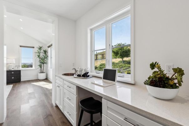 Home Office, Interior, Recessed Lighting, Wood Texture Flooring