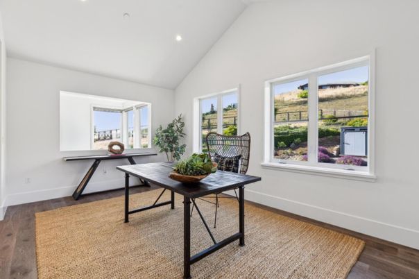 Home Office, Interior, Recessed Lighting, Wood Texture Flooring