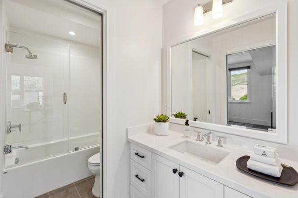 Bathroom, Dual Sink Vanities, Glass Shower, Interior, Recessed Lighting