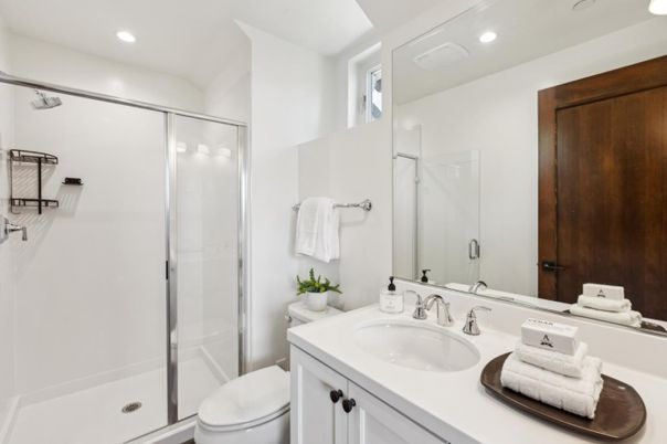 Bathroom, Glass Shower, Interior, Recessed Lighting