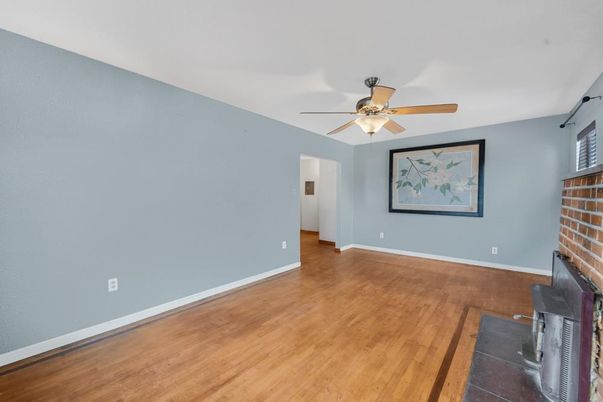 Empty room, Interior, Stone Walls, Wood Texture Flooring