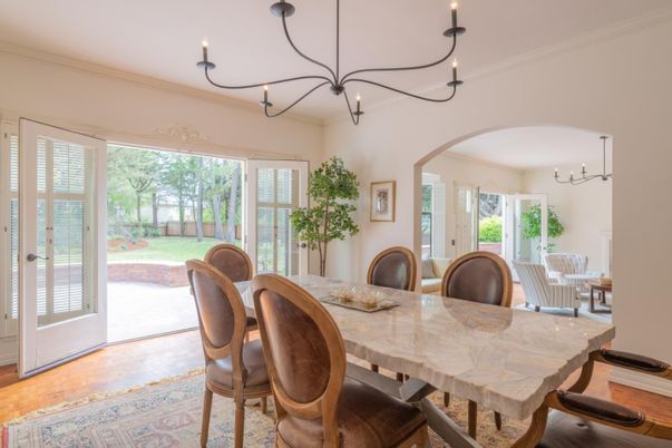 Chandelier, Dining room, Interior, Wood Texture Flooring