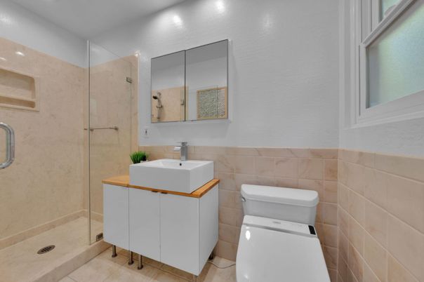 Bathroom, Glass Shower, Interior, Recessed Lighting