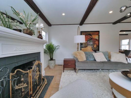 Fireplace, Interior, Living room, Recessed Lighting, Wooden Beams, Wood Texture Flooring