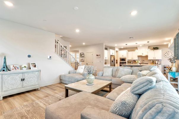 Interior, Kitchen, Living room, Pendant Lights, Recessed Lighting, Stainless Steel Appliances, Wood Texture Flooring