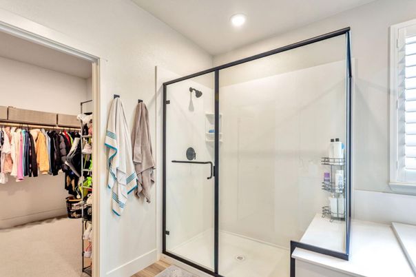 Bathroom, Glass Shower, Interior, Recessed Lighting, Walk-in Closets